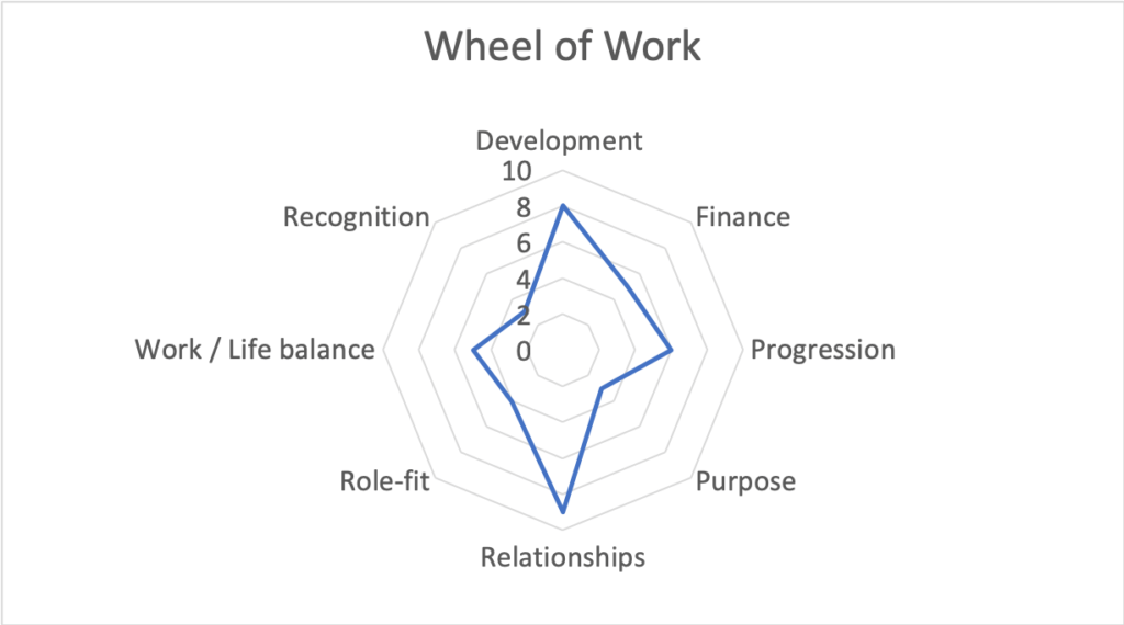 A coaching wheel shown as a radial graph