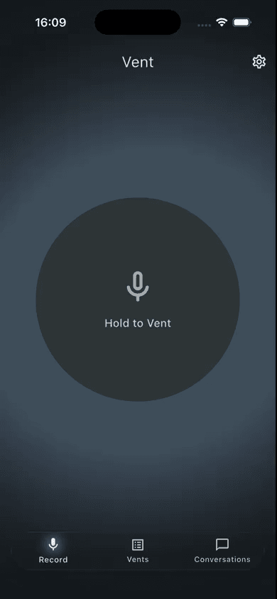 The Vent record screen